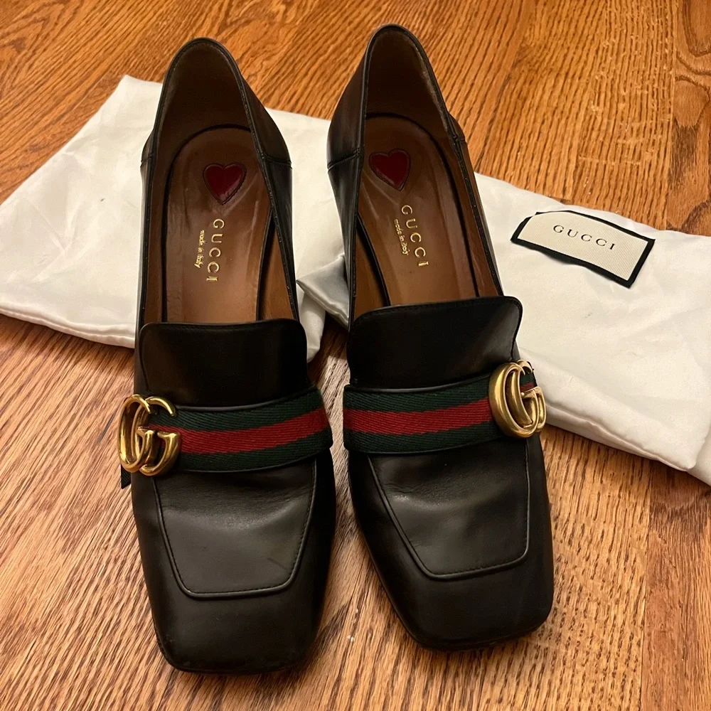 Gucci Black Leather Peyton Loafer Pumps - Picture 1 of 16